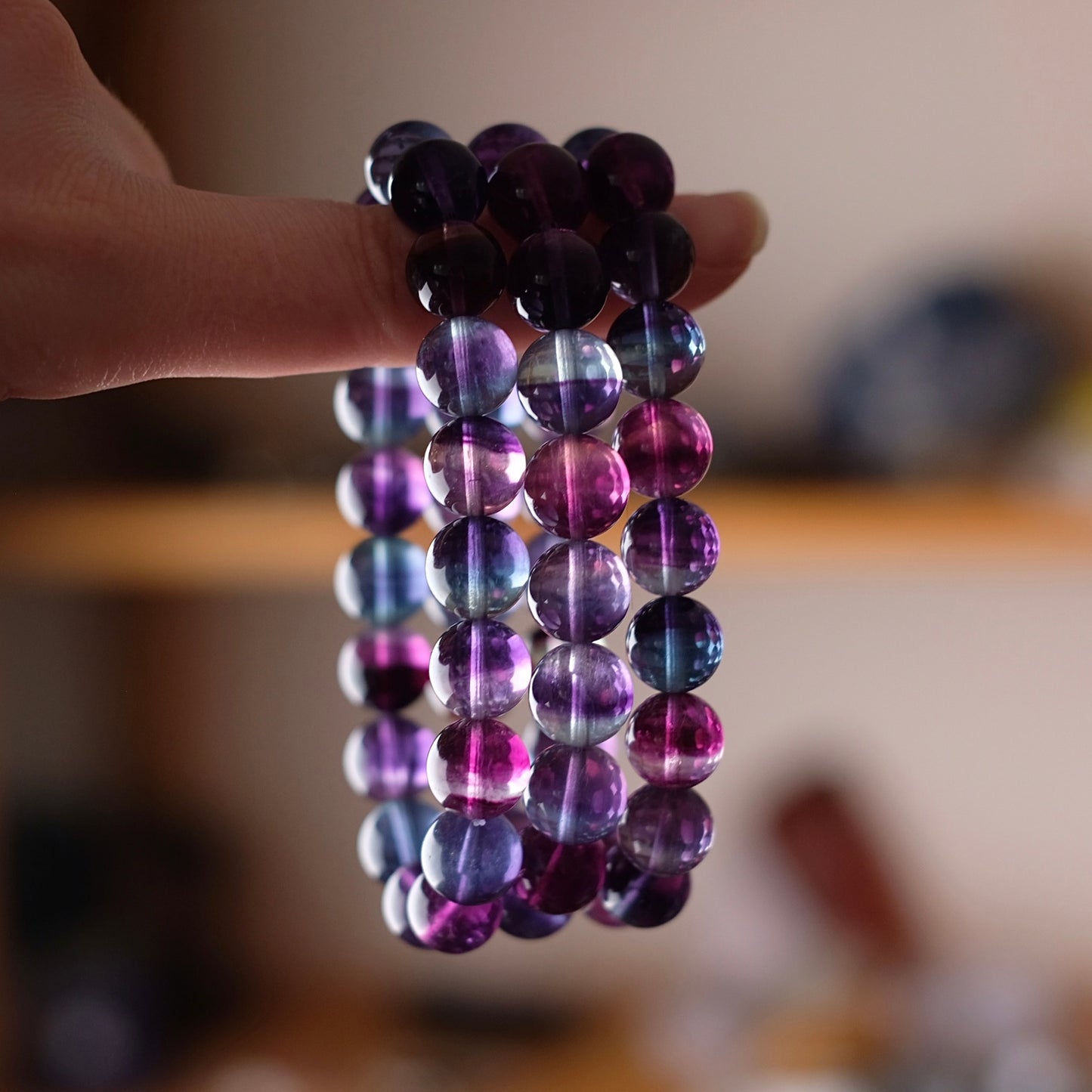 High Grade Rainbow Fluorite Bracelet | Crystal Stretch Bracelet