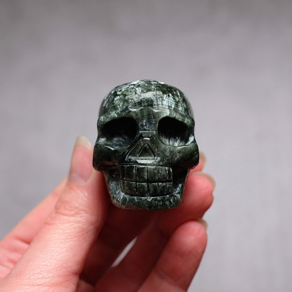 Seraphinite Crystal Skull | Rare Skull Carving
