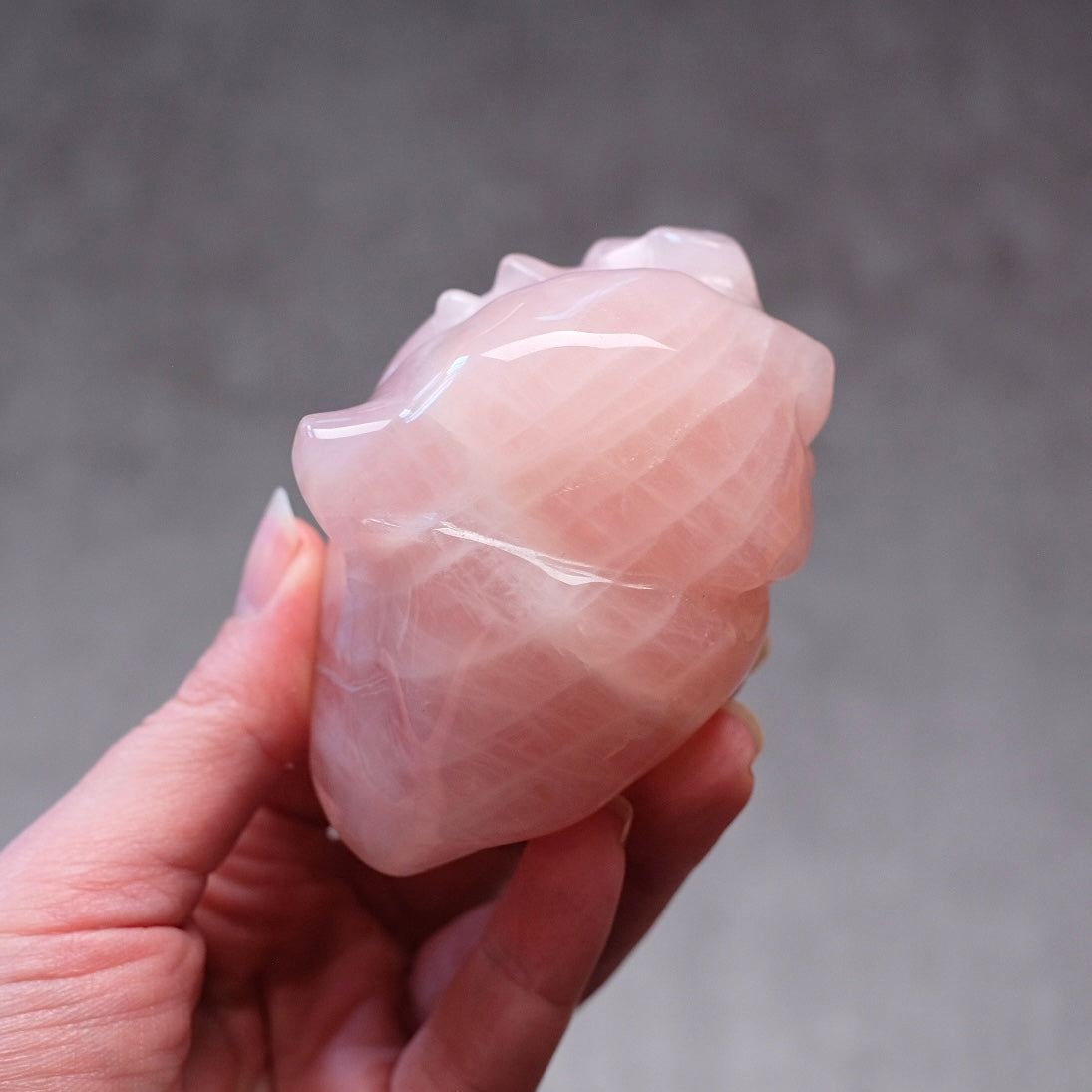 Rose Quartz Anatomical Heart Carving | Human Crystal Heart