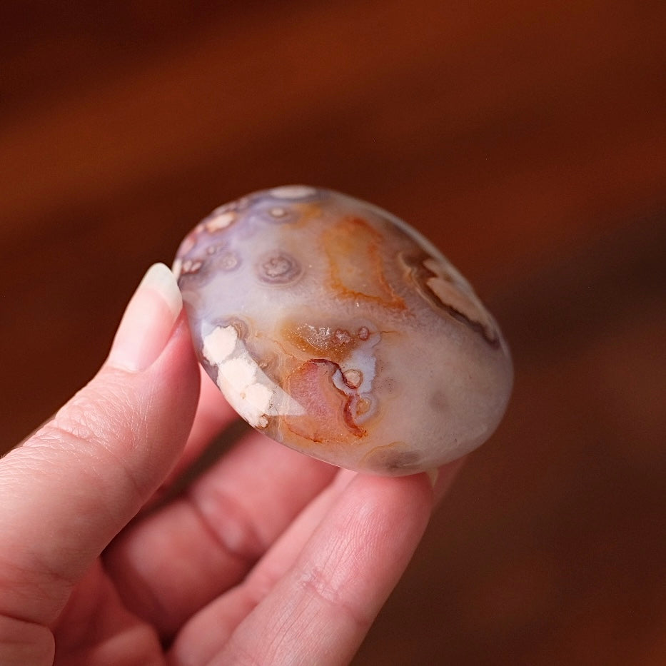 Flower Agate & Quartz Palm | Flower Agate Crystal Palm Stone