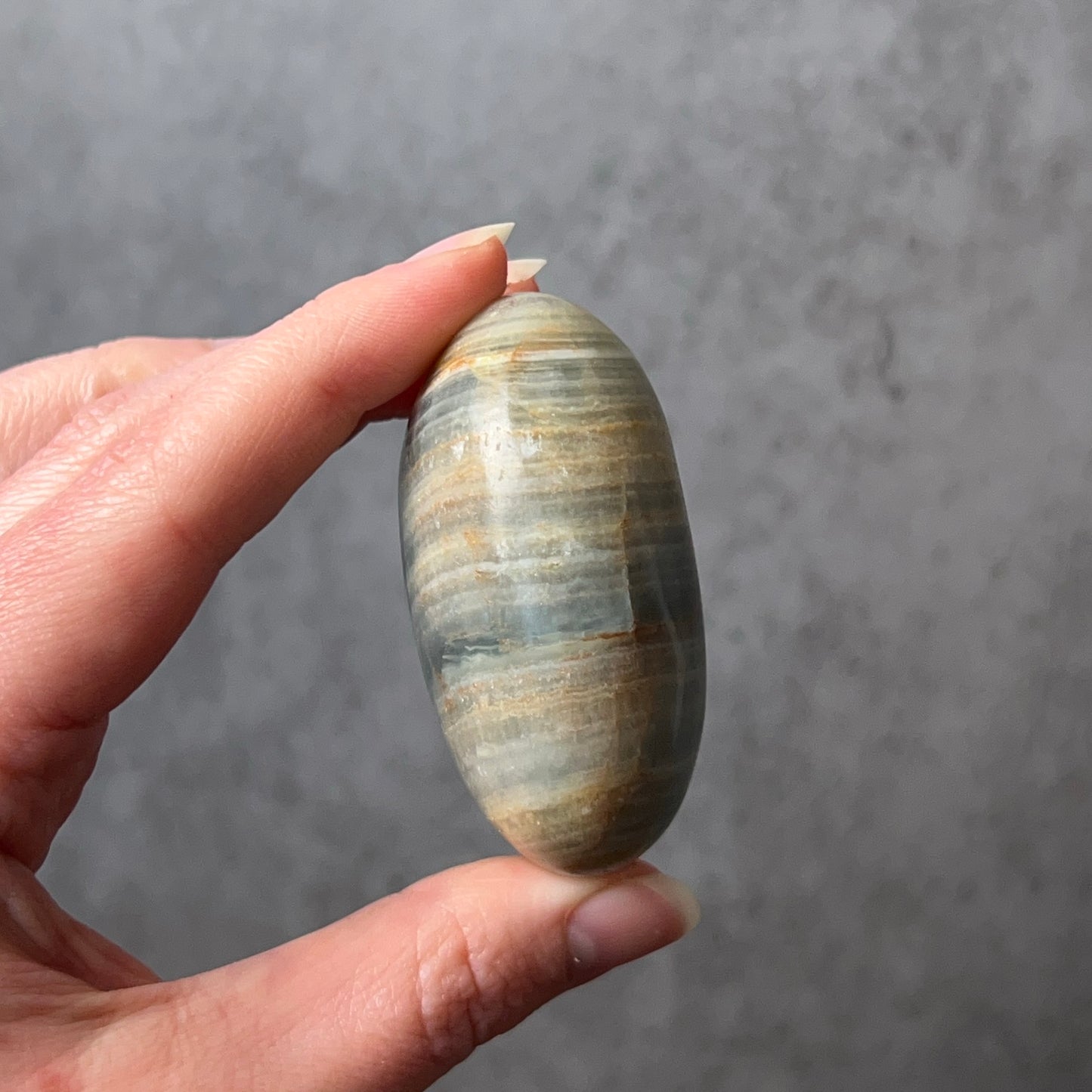 Lemurian Aquatine Calcite Palm | Argentinian Calcite | Blue Onyx