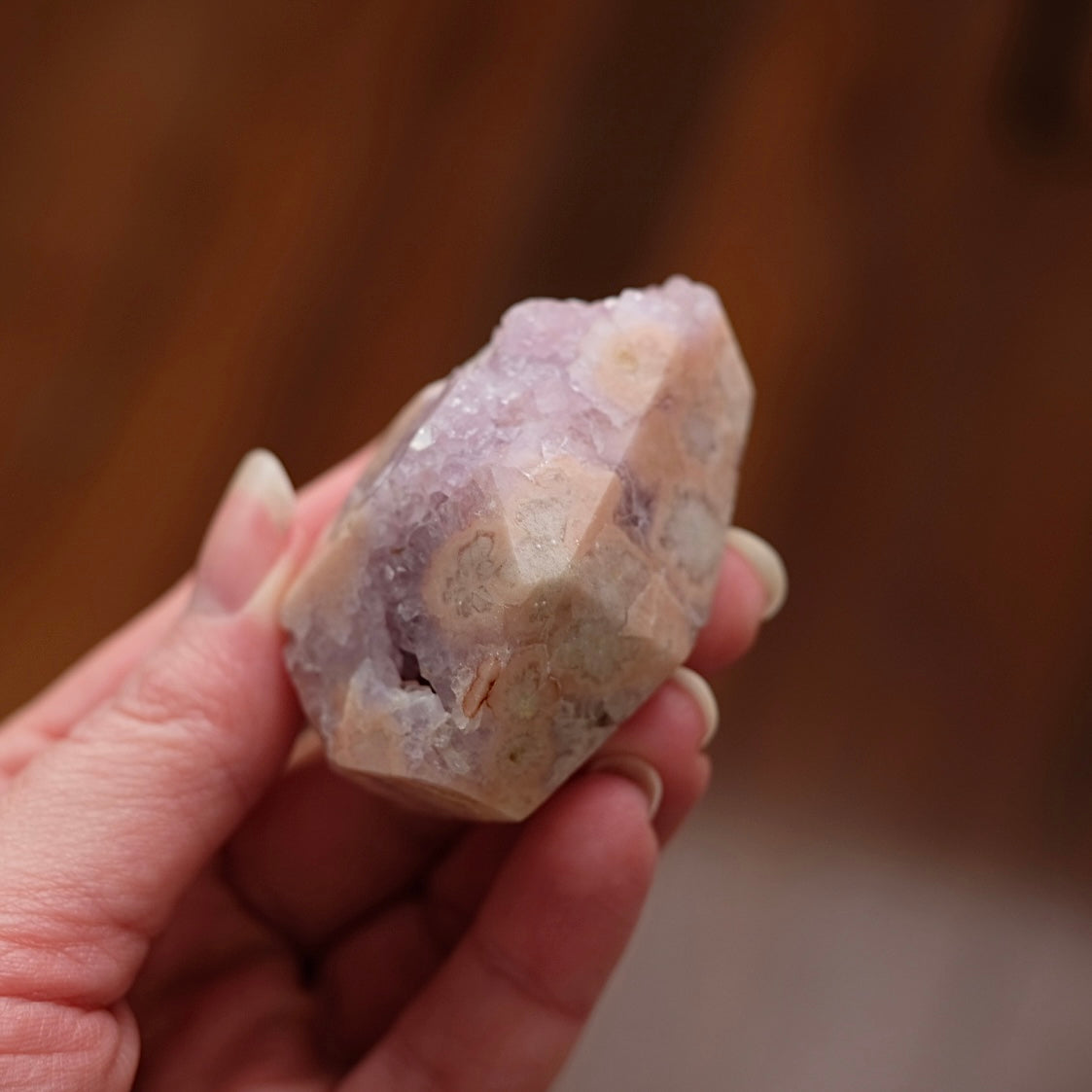 Amethyst + Pink Flower Agate | Flower Agate Crystal Freeform