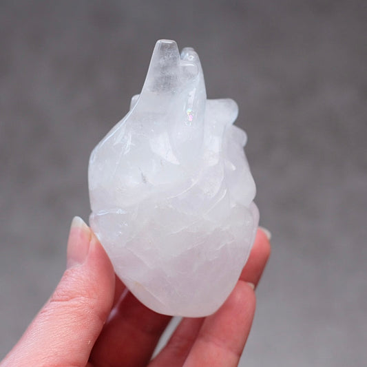 Clear Quartz Anatomical Heart Carving | Human Crystal Heart