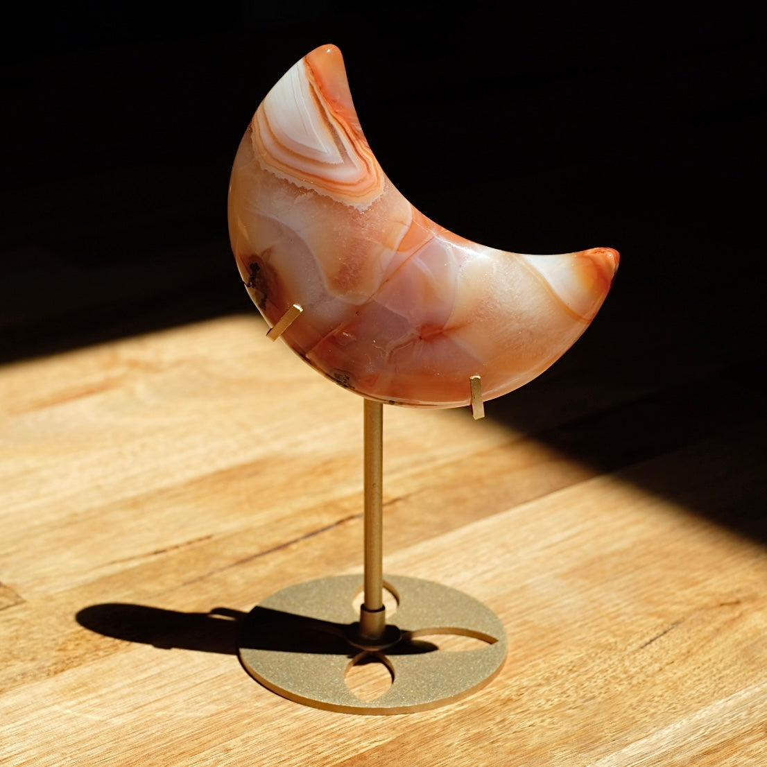 Carnelian Moon & Stand | Carved Crystal Moon Display Set