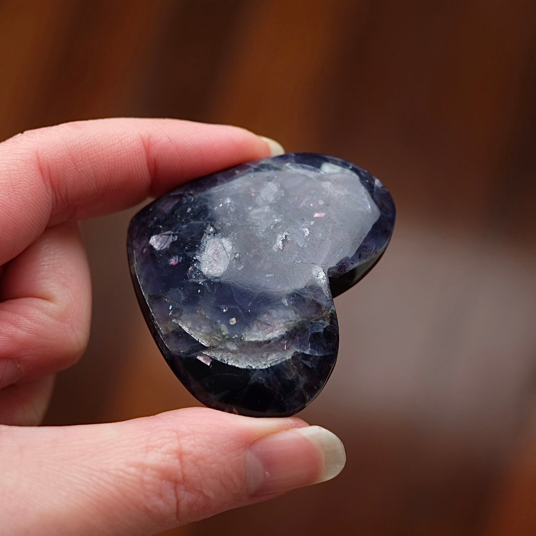 Iolite w. Sunstone Heart | Gem Iolite Crystal Heart