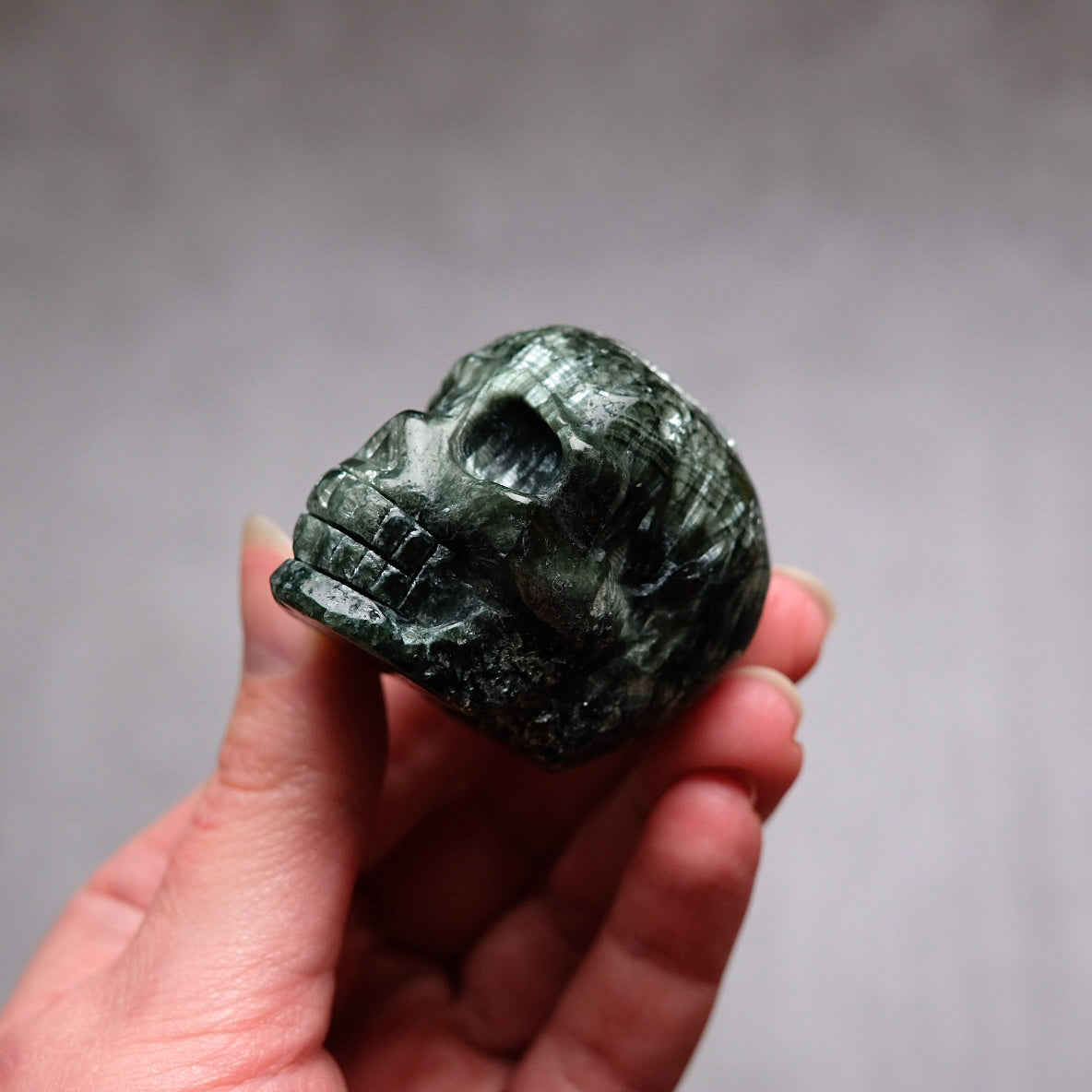 Seraphinite Crystal Skull | Rare Skull Carving