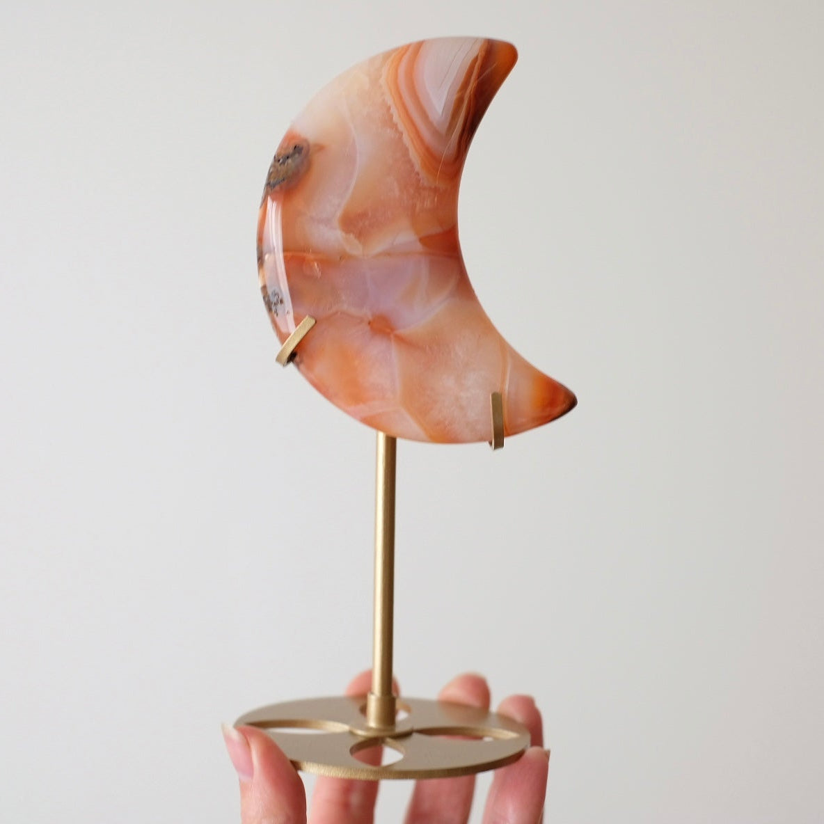 Carnelian Moon & Stand | Carved Crystal Moon Display Set