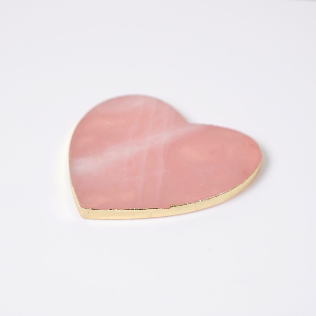 Gilded Rose Quartz Coaster | Heart Crystal Coaster