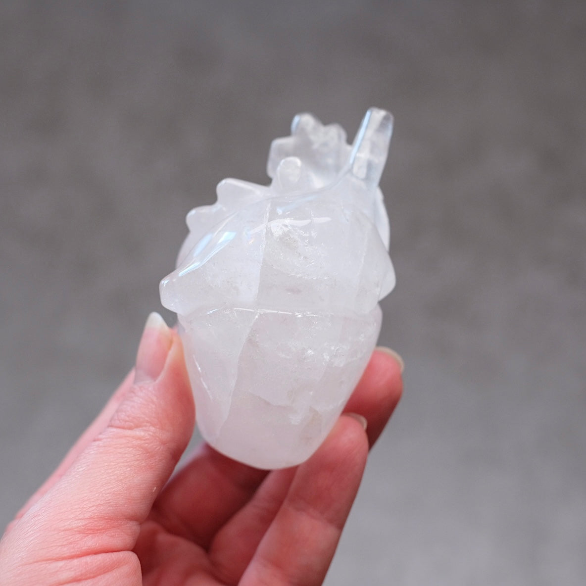Clear Quartz Anatomical Heart Carving | Human Crystal Heart