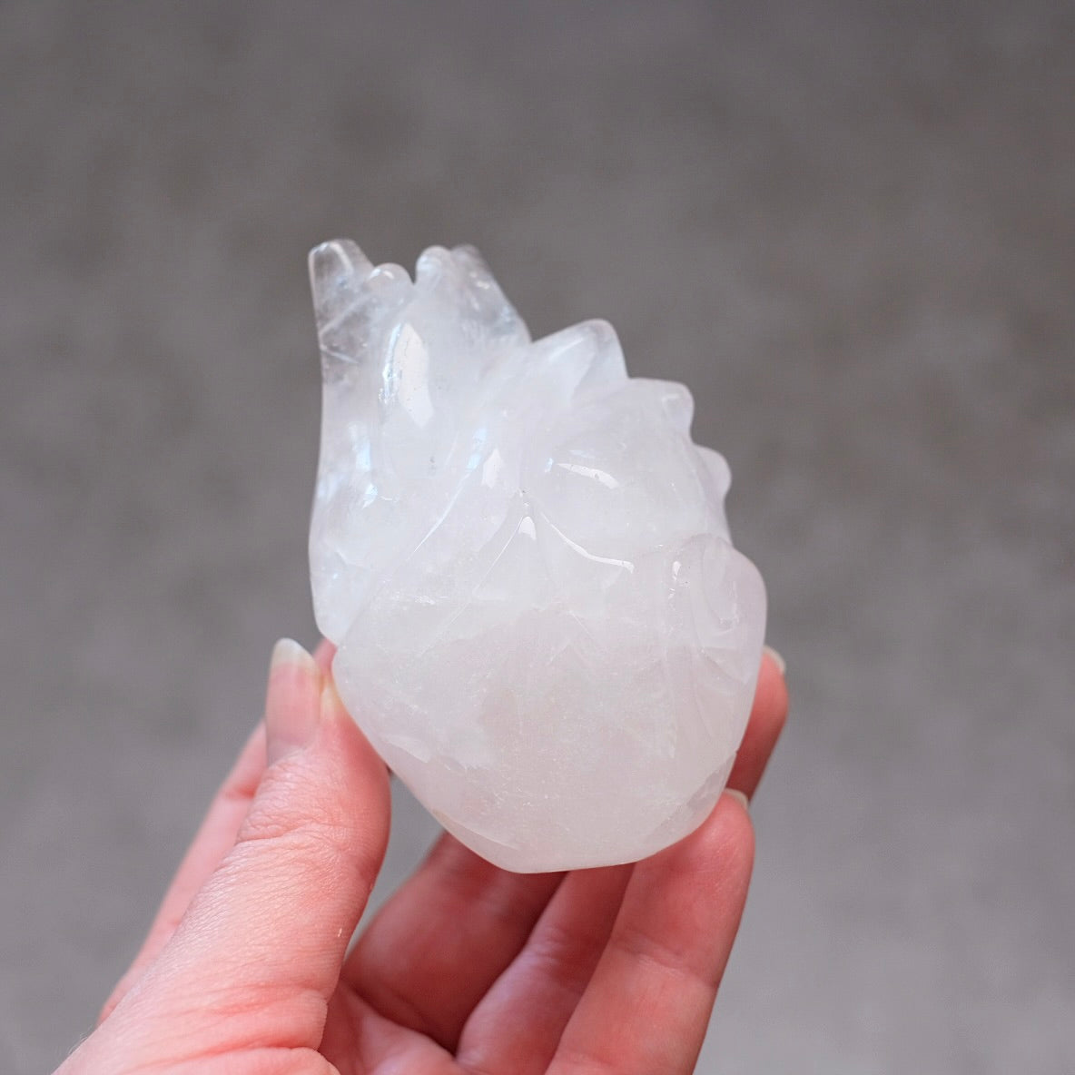 Clear Quartz Anatomical Heart Carving | Human Crystal Heart
