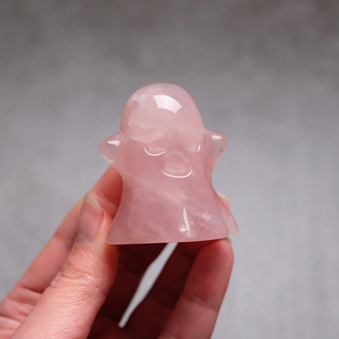 Rose Quartz Ghost | Cute Halloween Crystal Carving