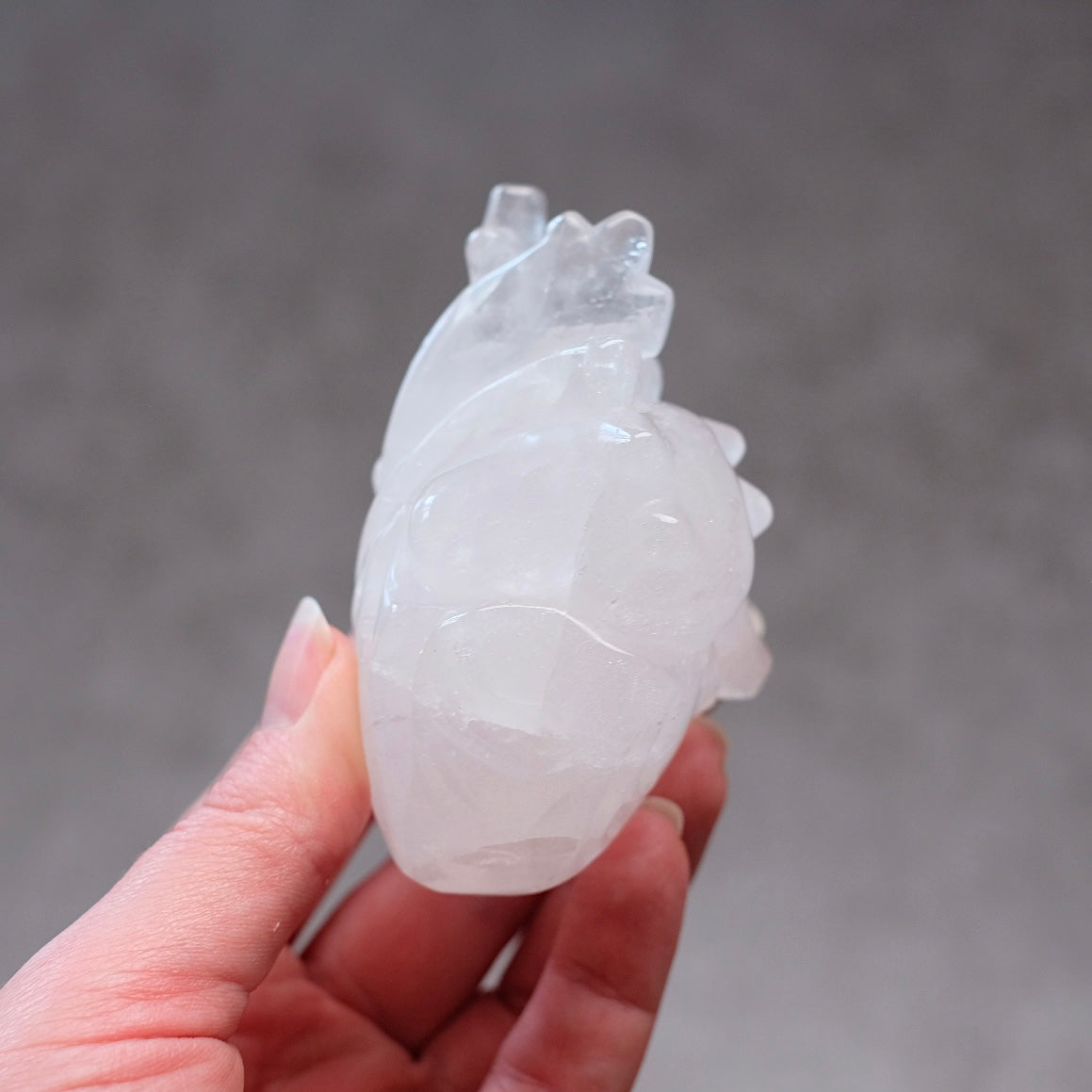 Clear Quartz Anatomical Heart Carving | Human Crystal Heart