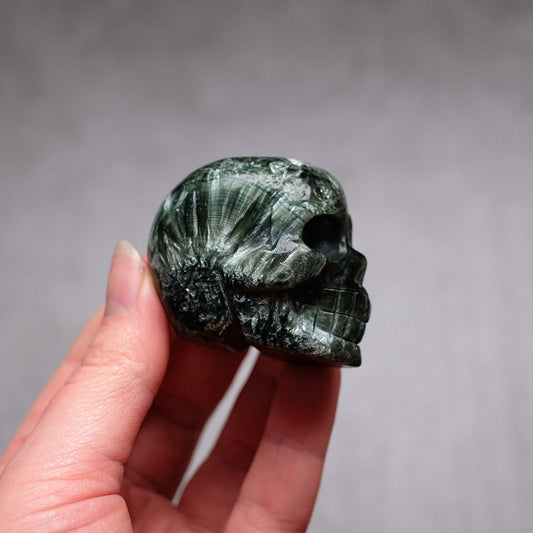 Seraphinite Crystal Skull | Rare Skull Carving