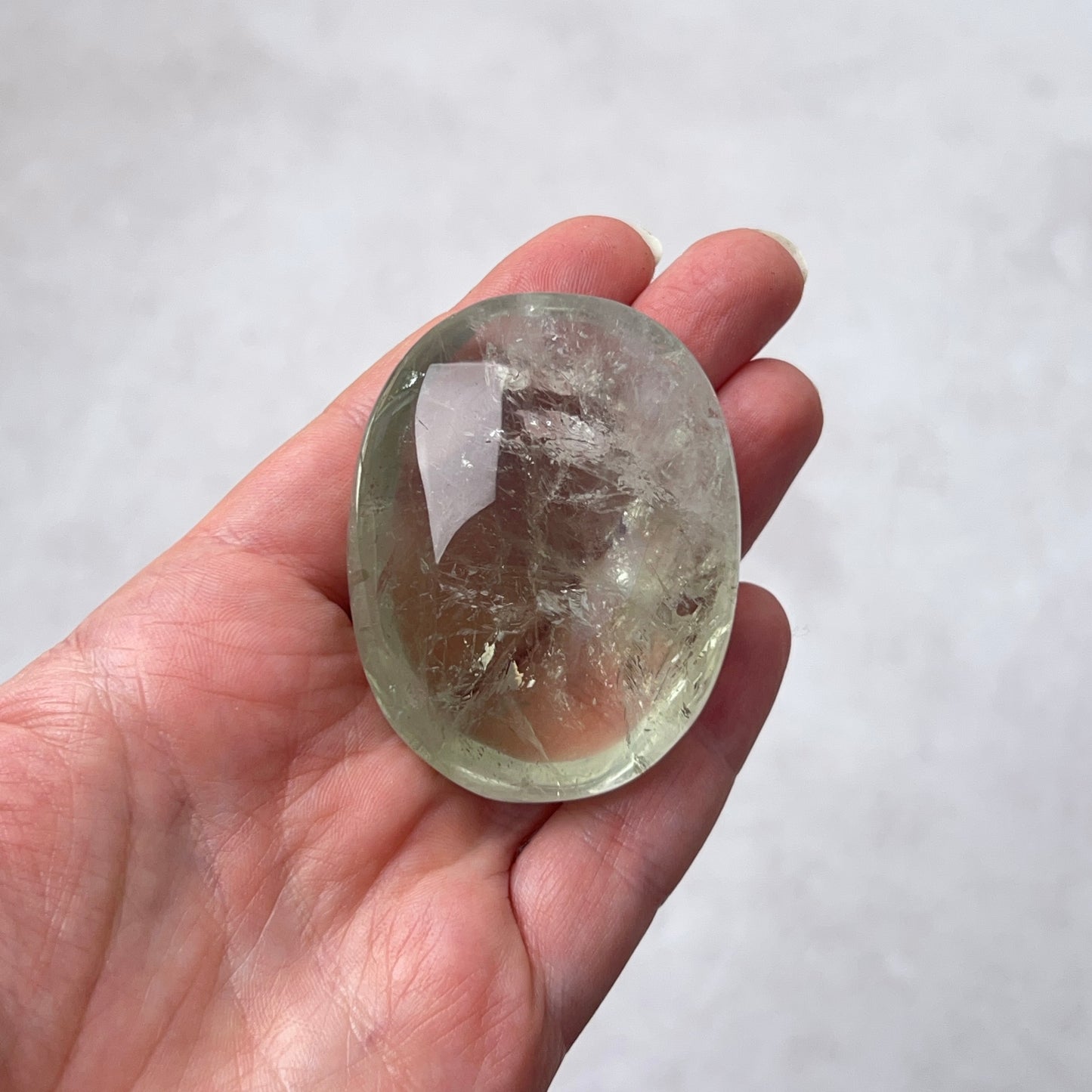 Prasiolite Palm | Green Amethyst Crystal Palmstone