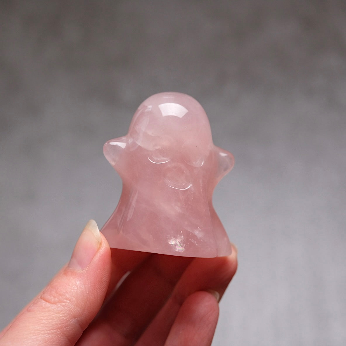 Rose Quartz Ghost | Cute Halloween Crystal Carving