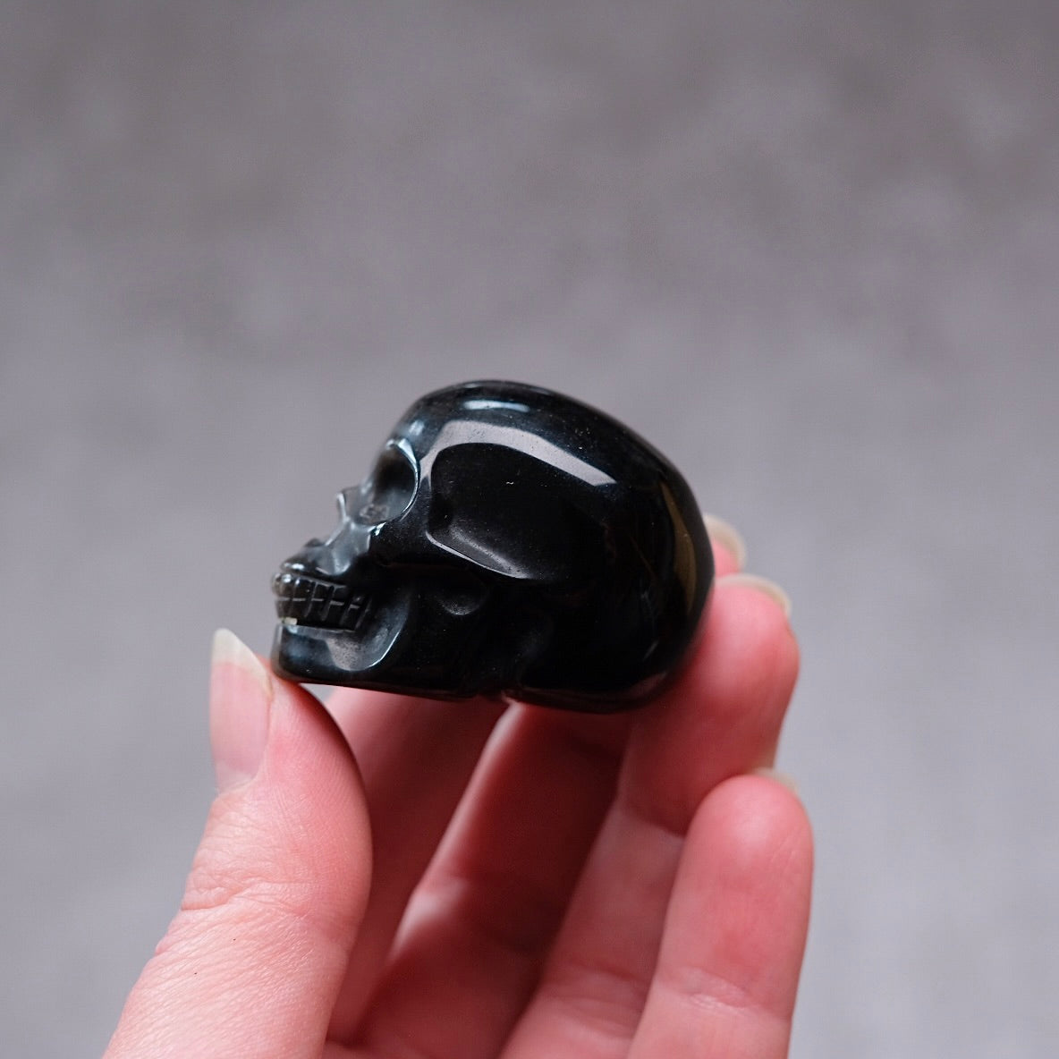 Silver Sheen Obsidian Crystal Skull | Obsidian Skull Carving