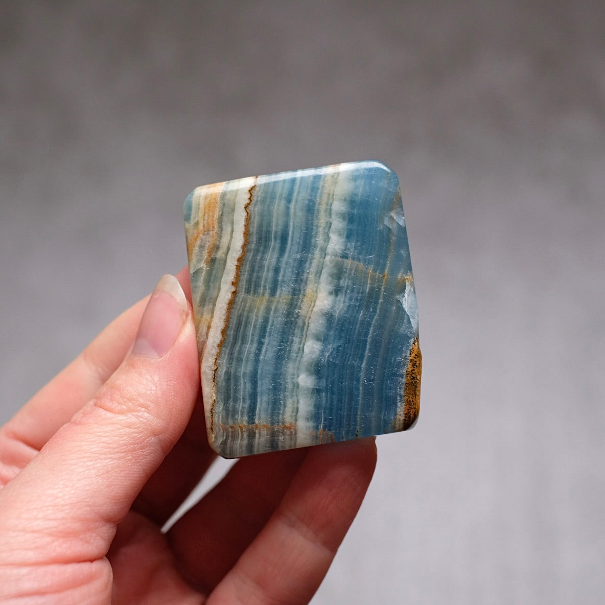 Lemurian Aquatine Calcite Slab | Polished Blue Onyx Slice