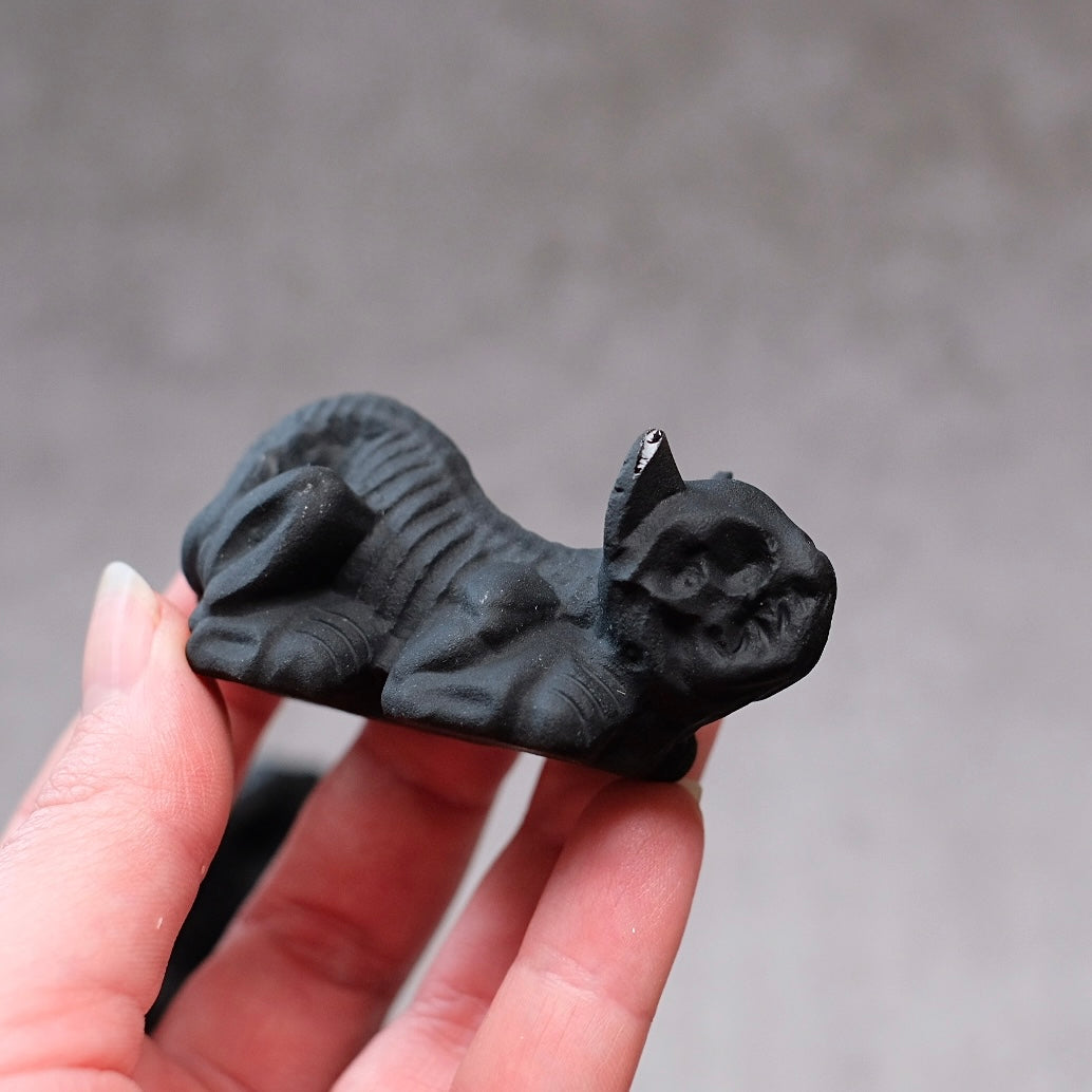 Obsidian Dog & Cat Skeleton Carvings | Cute Halloween Crystal