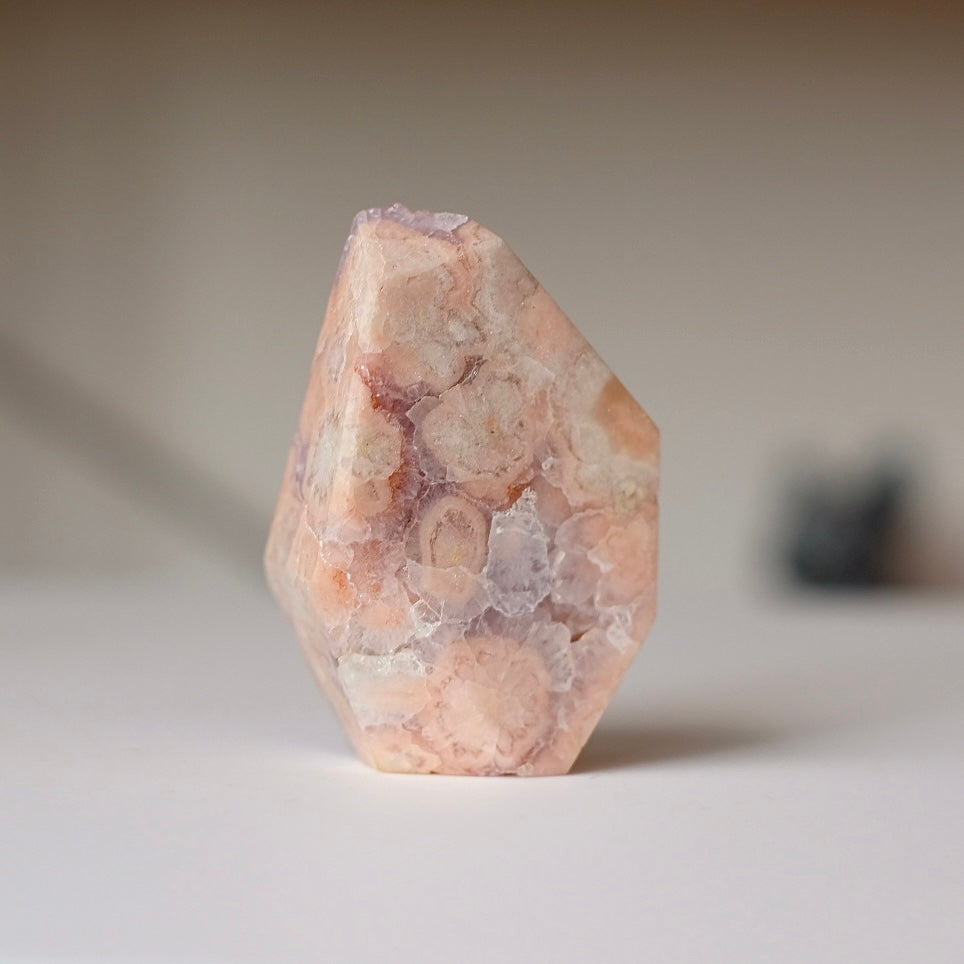 Amethyst + Pink Flower Agate | Flower Agate Crystal Freeform