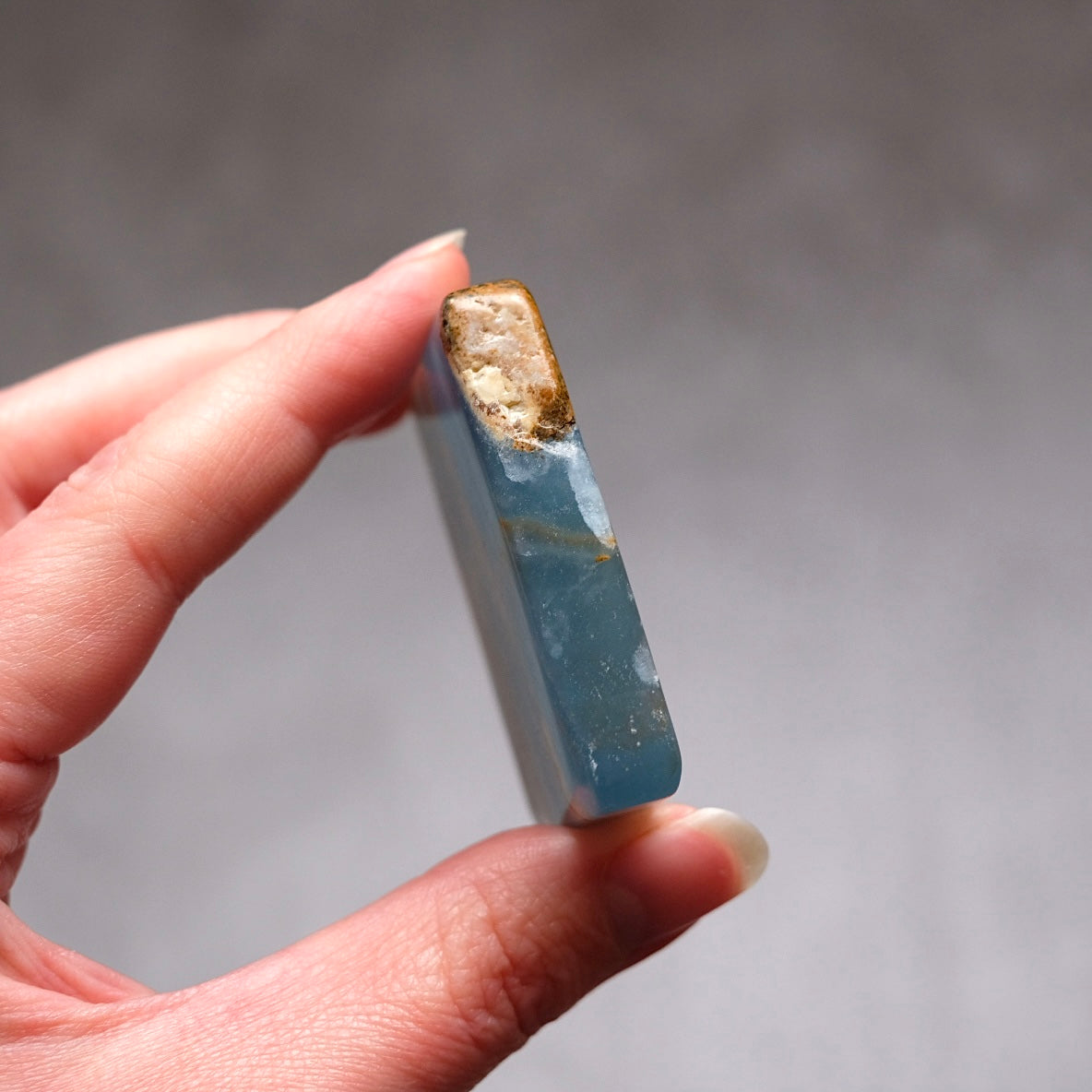 Lemurian Aquatine Calcite Slab | Polished Blue Onyx Slice