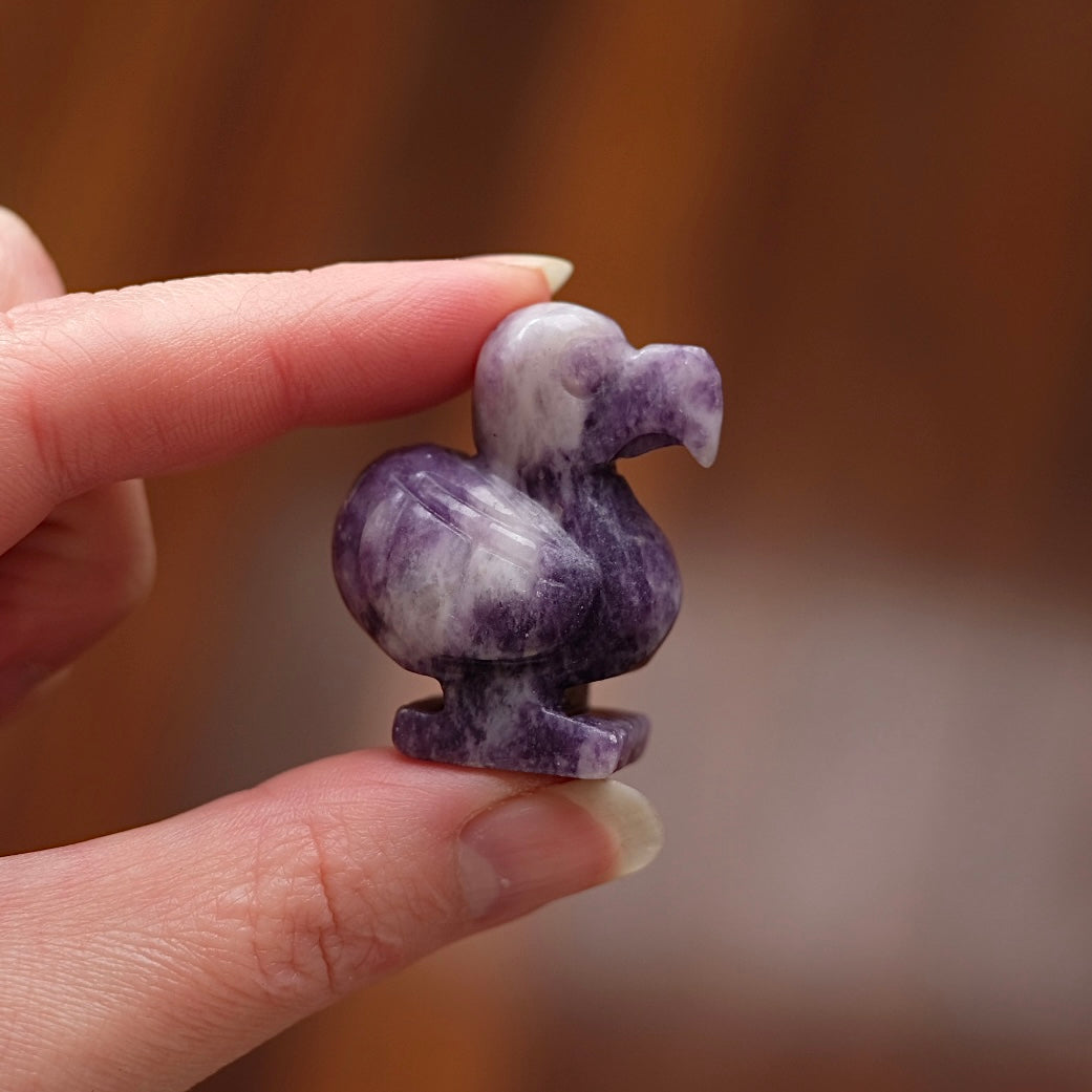 Lepidolite Dodo Carving | Cute Crystal Bird Carving