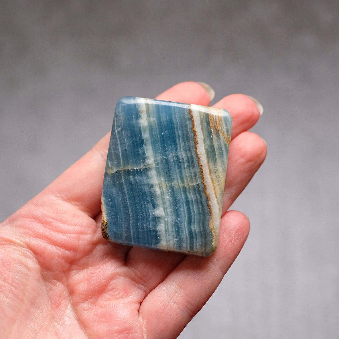 Lemurian Aquatine Calcite Slab | Polished Blue Onyx Slice