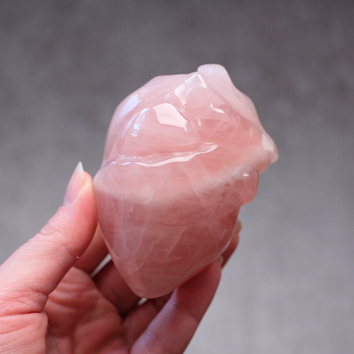 Rose Quartz Anatomical Heart Carving | Human Crystal Heart