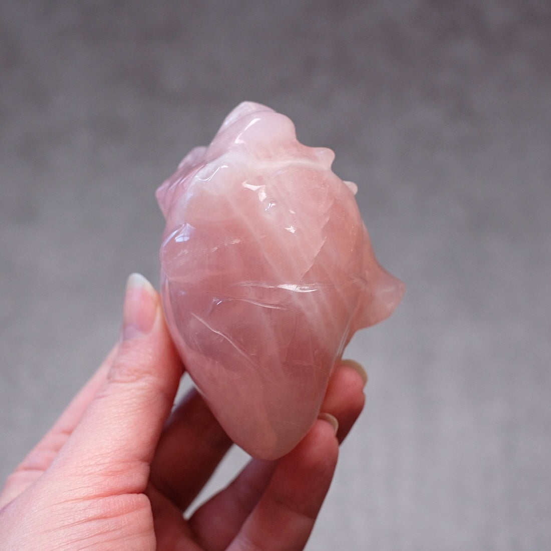 Rose Quartz Anatomical Heart Carving | Human Crystal Heart