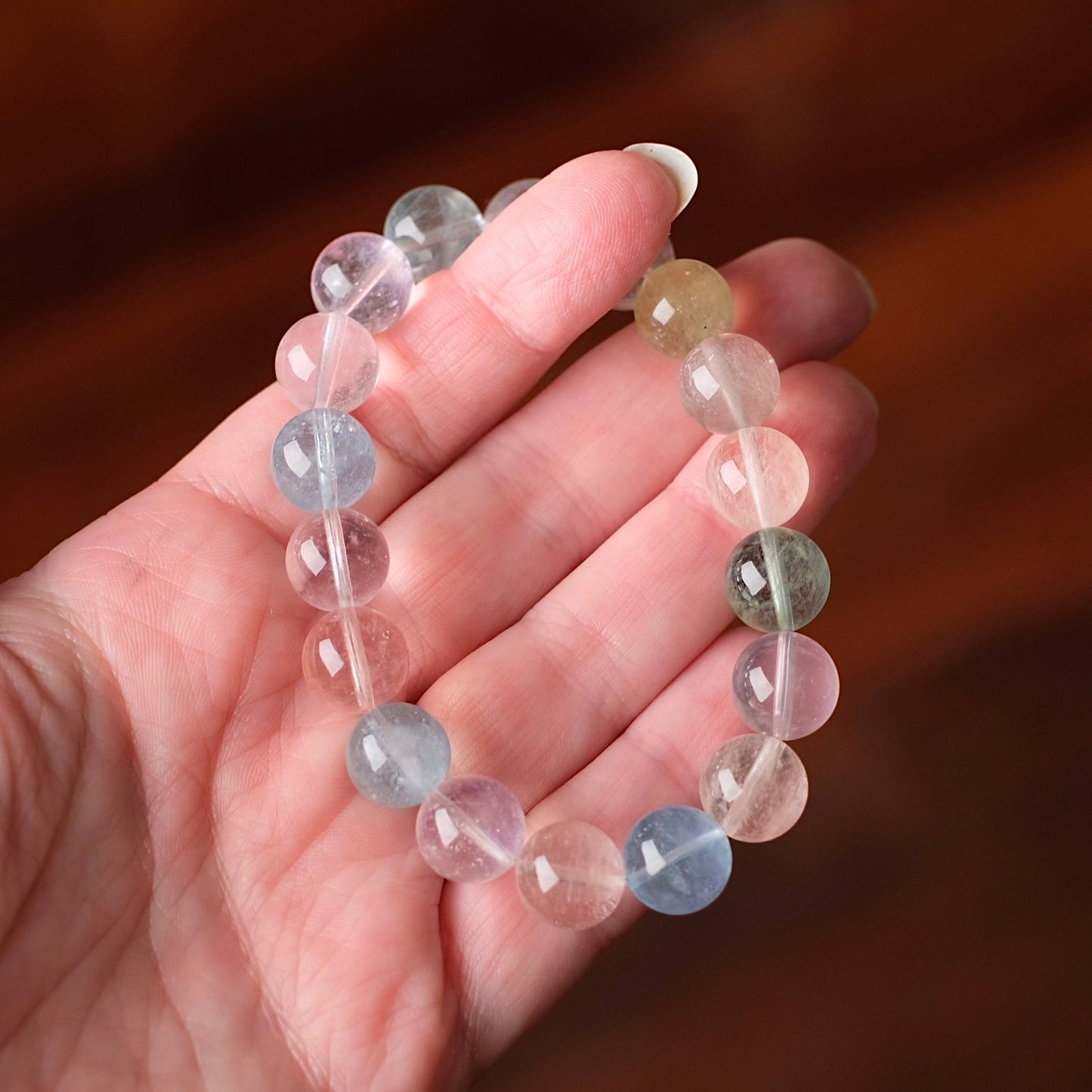 Morganite & Aquamarine Bracelet | Crystal Stretch Bracelet