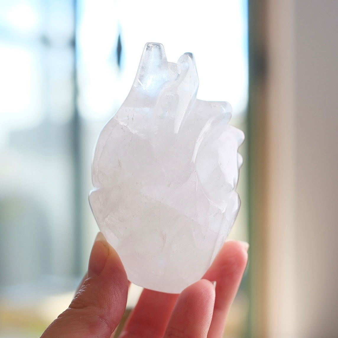 Clear Quartz Anatomical Heart Carving | Human Crystal Heart