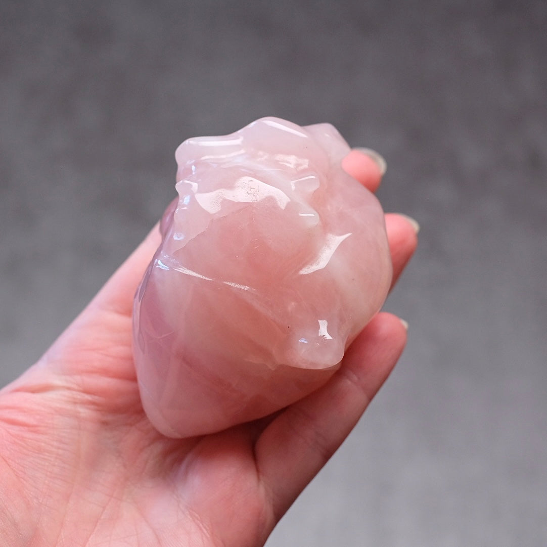 Rose Quartz Anatomical Heart Carving | Human Crystal Heart