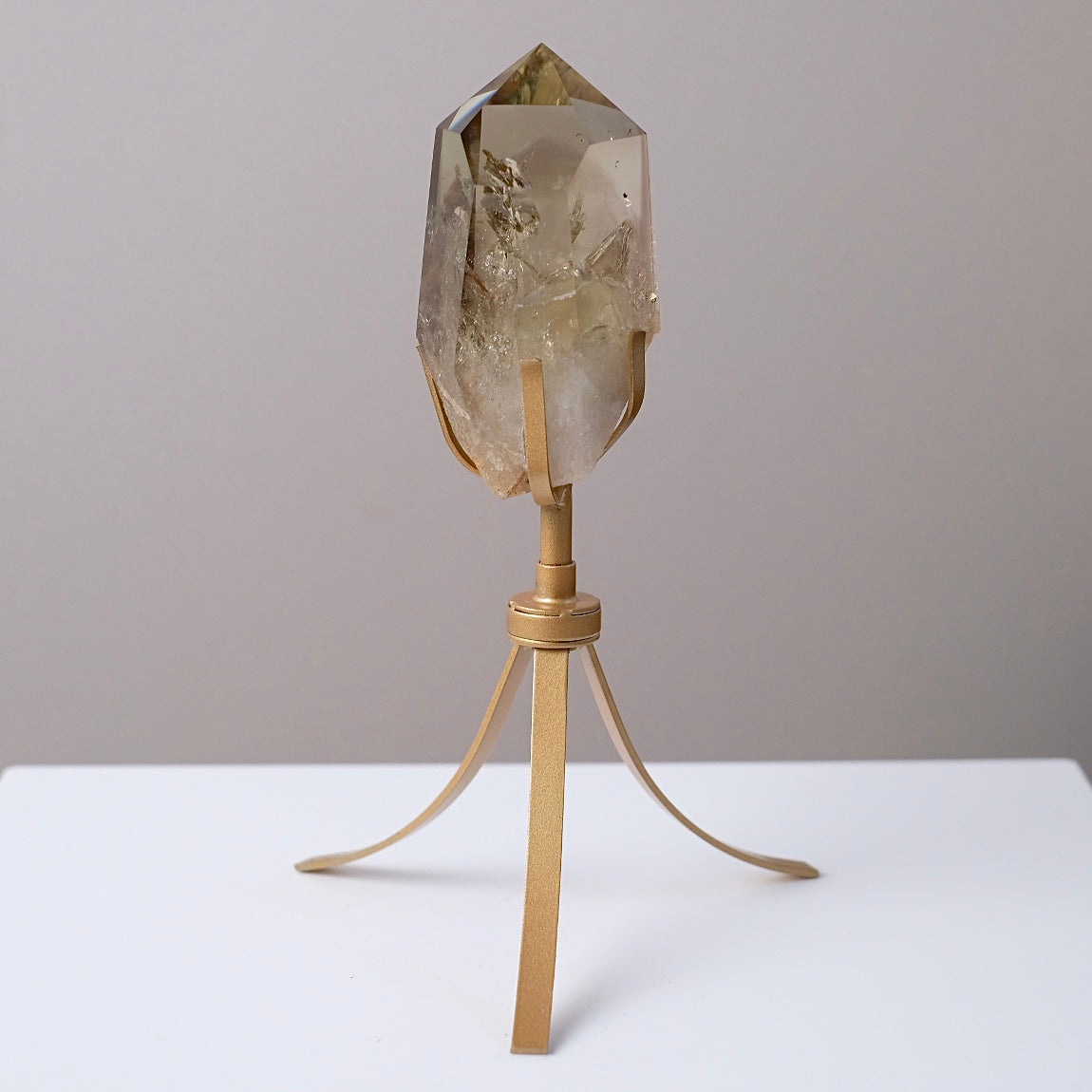 Phantom Smokey Citrine Point + Stand | Rainbow Citrine Crystal Point