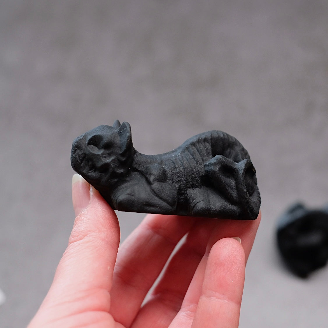 Obsidian Dog & Cat Skeleton Carvings | Cute Halloween Crystal