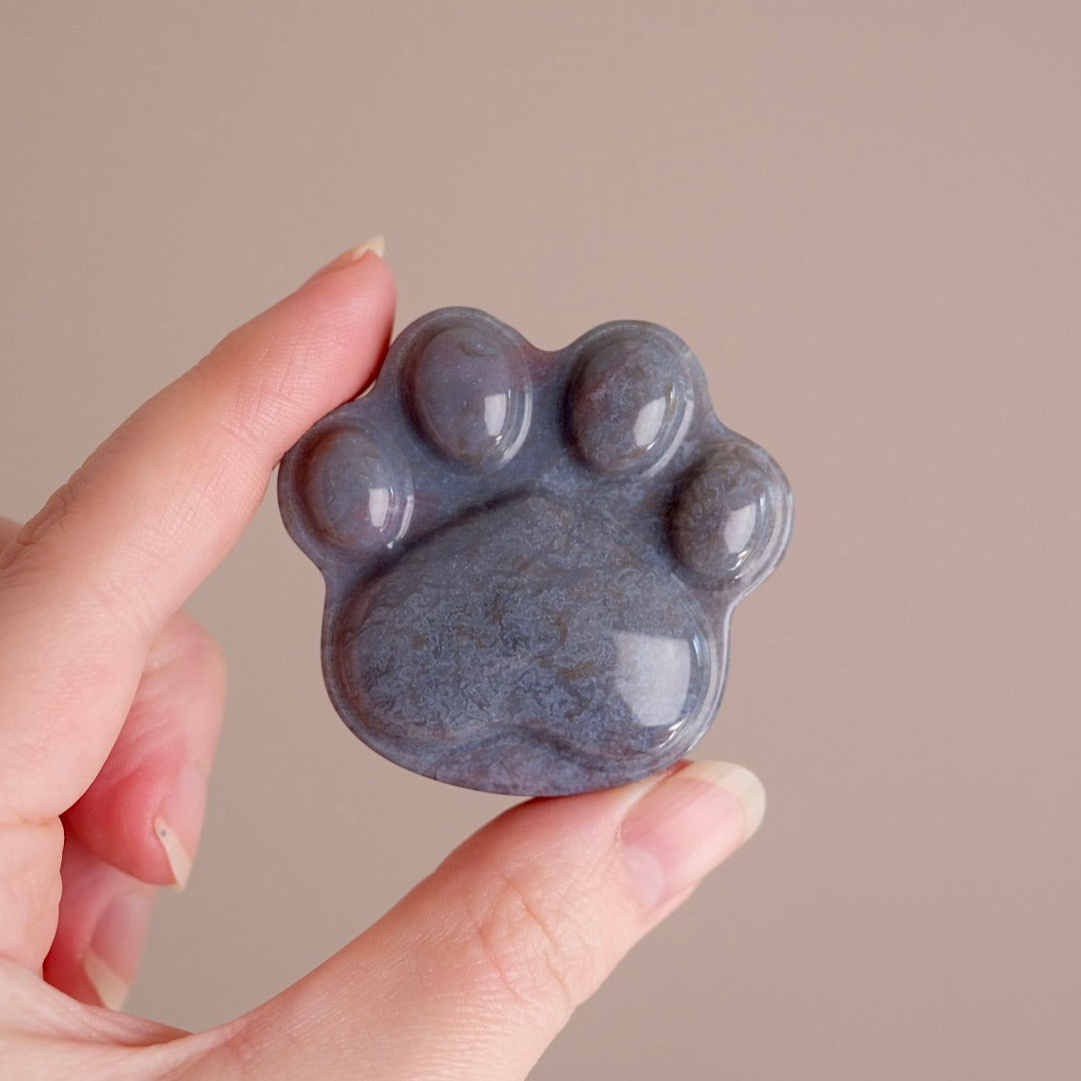 Moss Agate Paw | Crystal Dog Paw or Cat Paw Carving