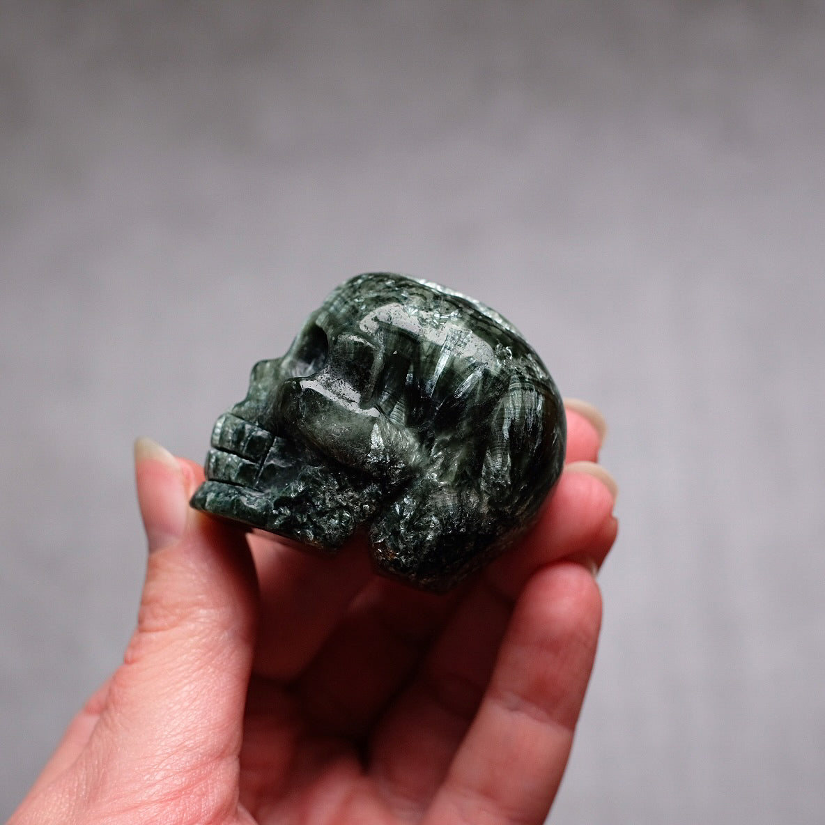 Seraphinite Crystal Skull | Rare Skull Carving