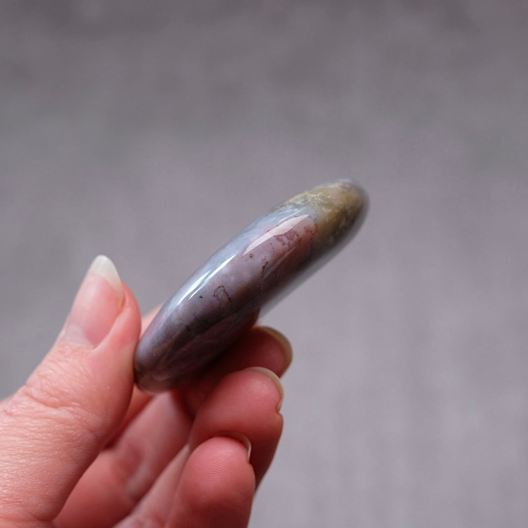 Purple Moss Agate Moon | Moss Agate Carved Crystal Moon