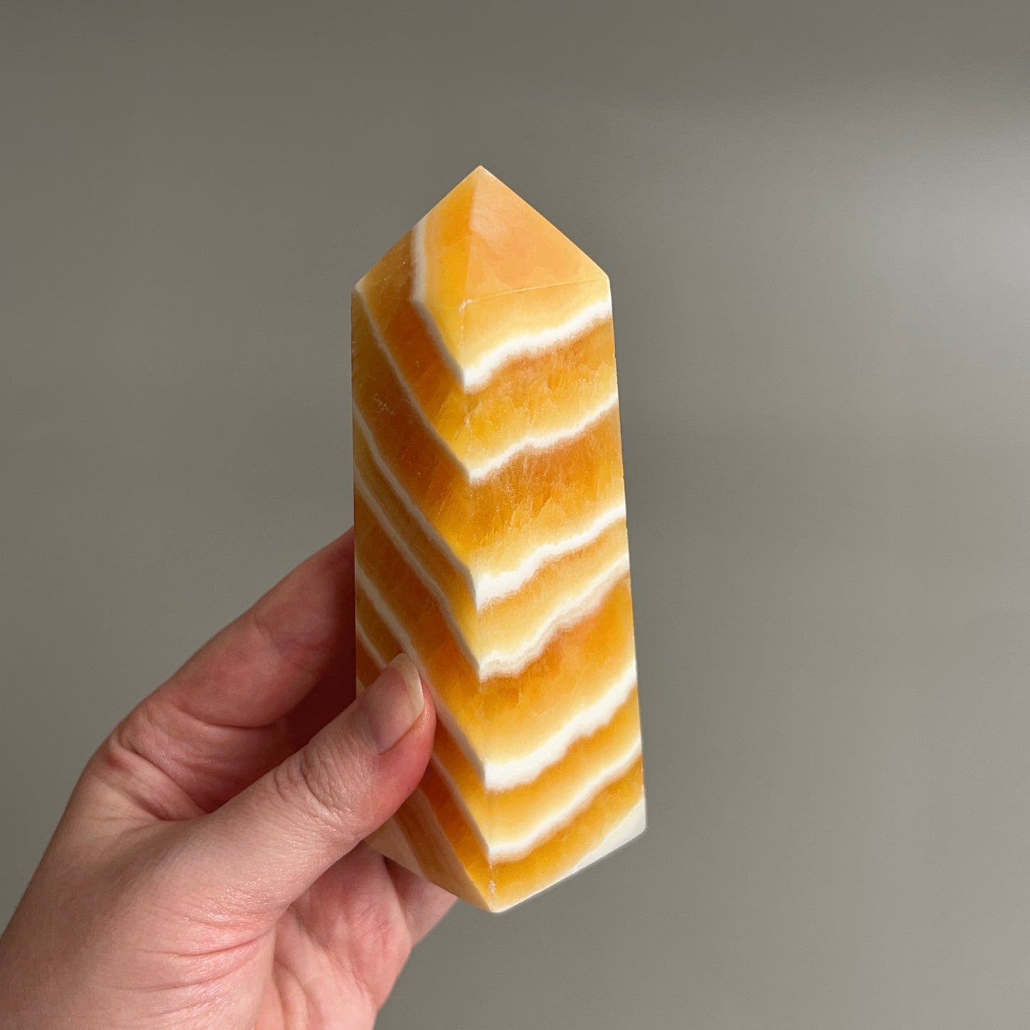 Bright Yellow Calcite Tower | Orange Calcite Crystal Obelisk