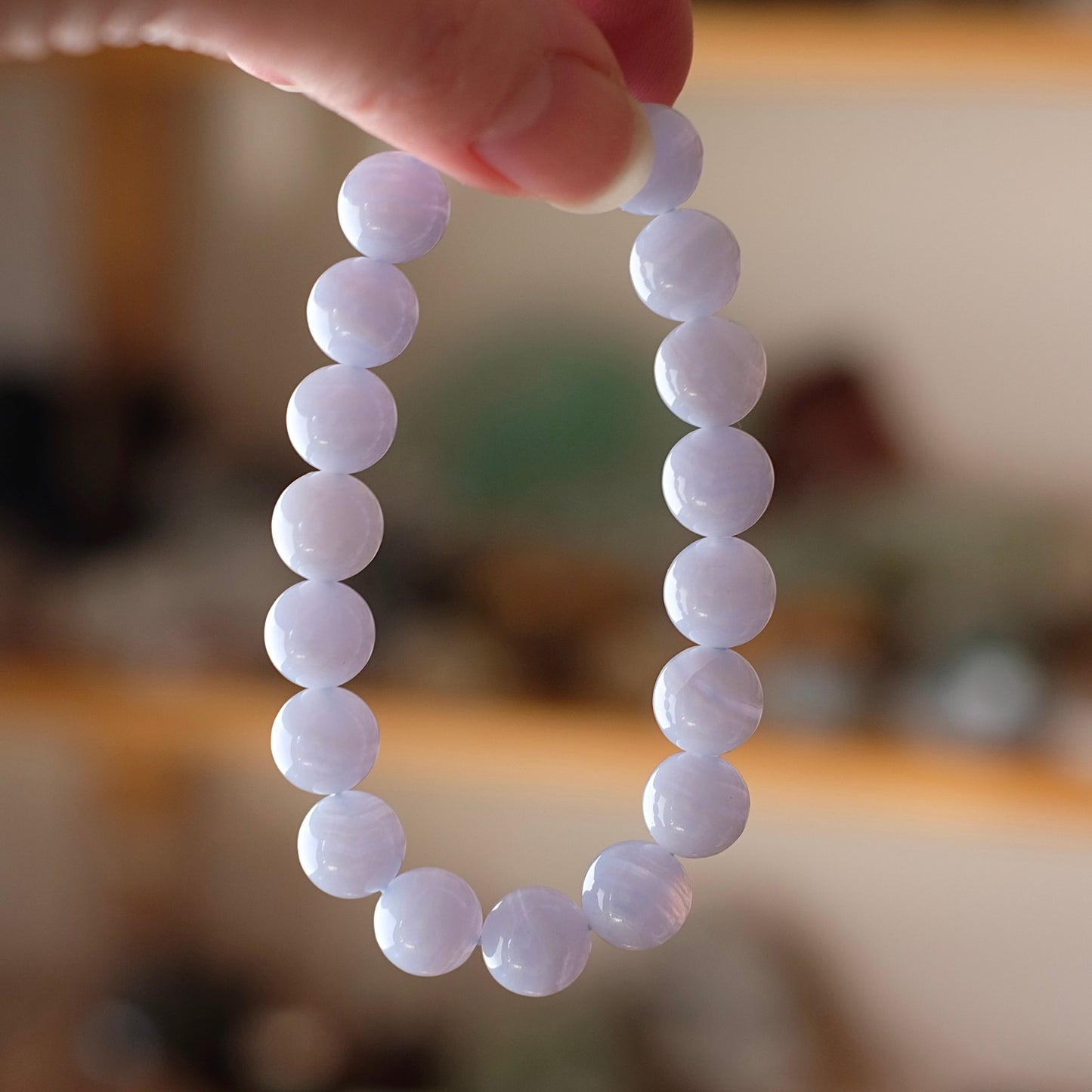 Blue Lace Agate Bracelet | Agate Crystal Stretch Bracelet