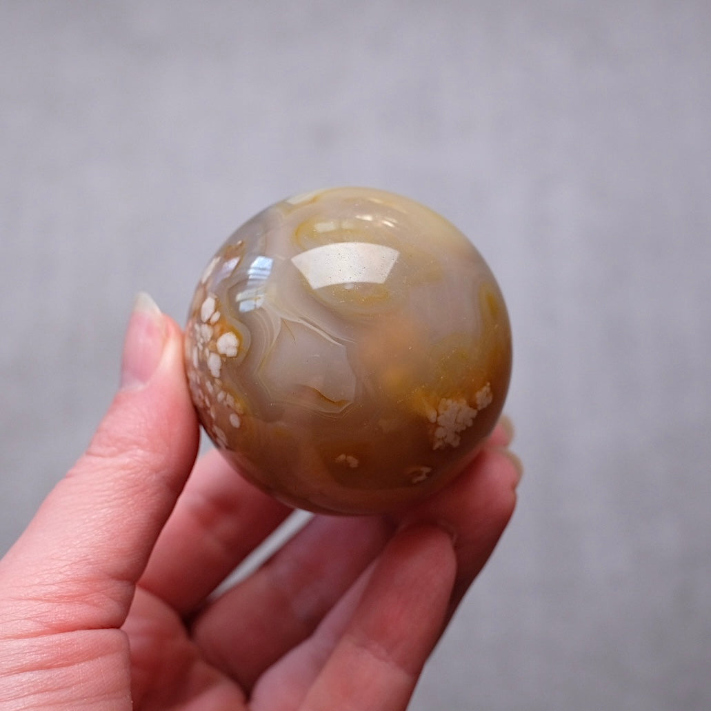 Flower Agate Sphere | Cherry Blossom Agate Crystal Sphere