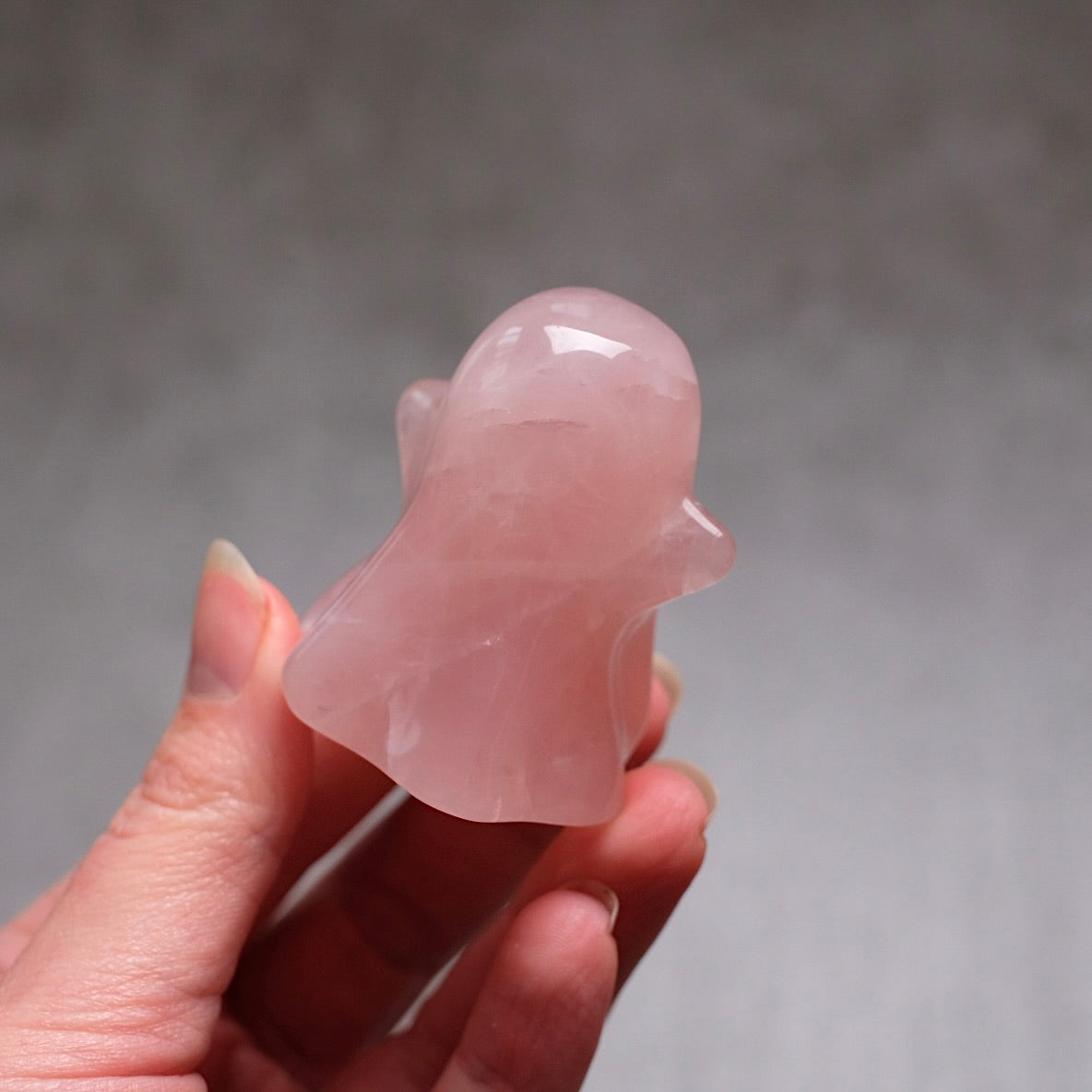 Rose Quartz Ghost | Cute Halloween Crystal Carving