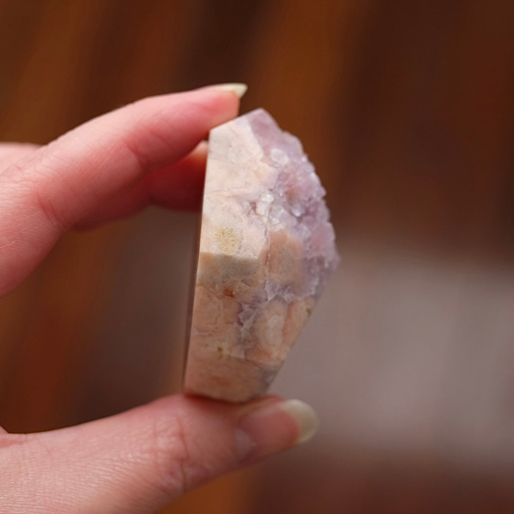 Amethyst + Pink Flower Agate | Flower Agate Crystal Freeform