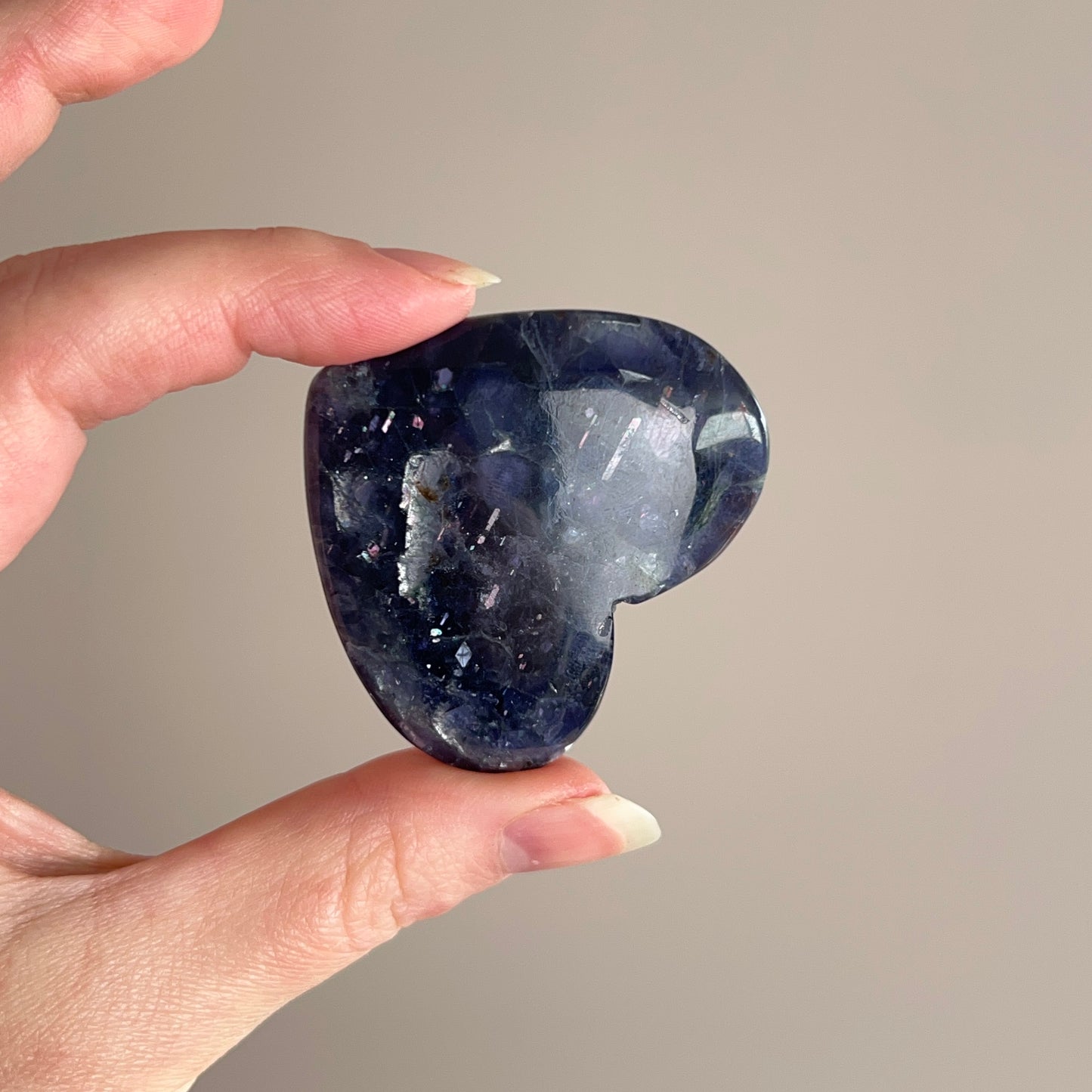 Iolite w. Sunstone Heart | Gem Iolite Crystal Heart