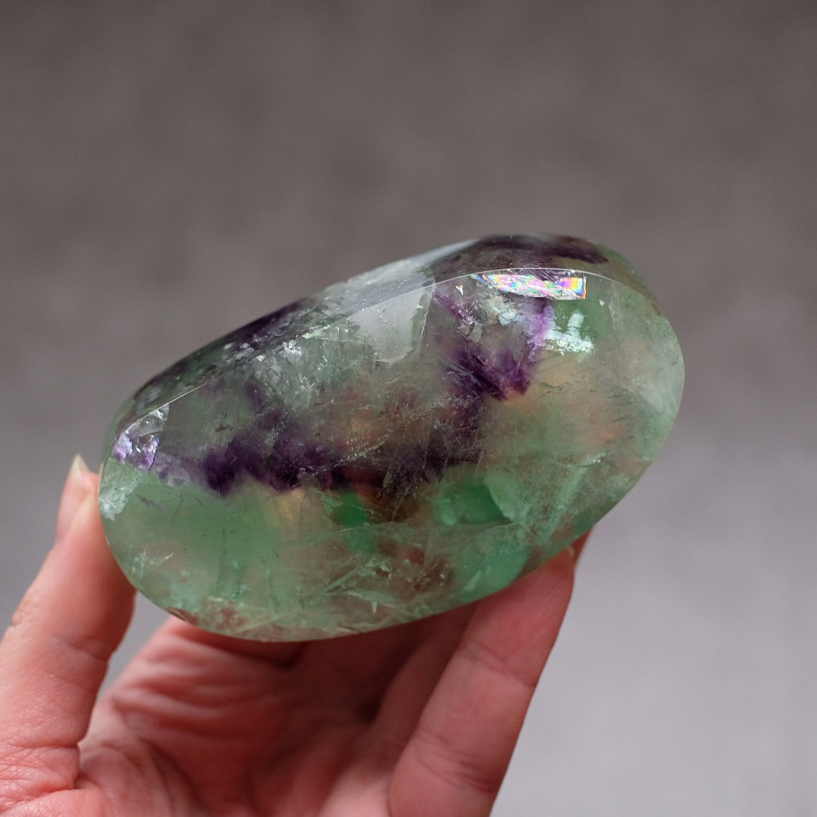 Rainbow Fluorite Crystal | Giant Fluorite Palm Stone