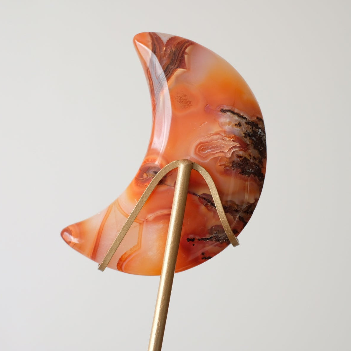 Carnelian Moon & Stand | Carved Crystal Moon Display Set