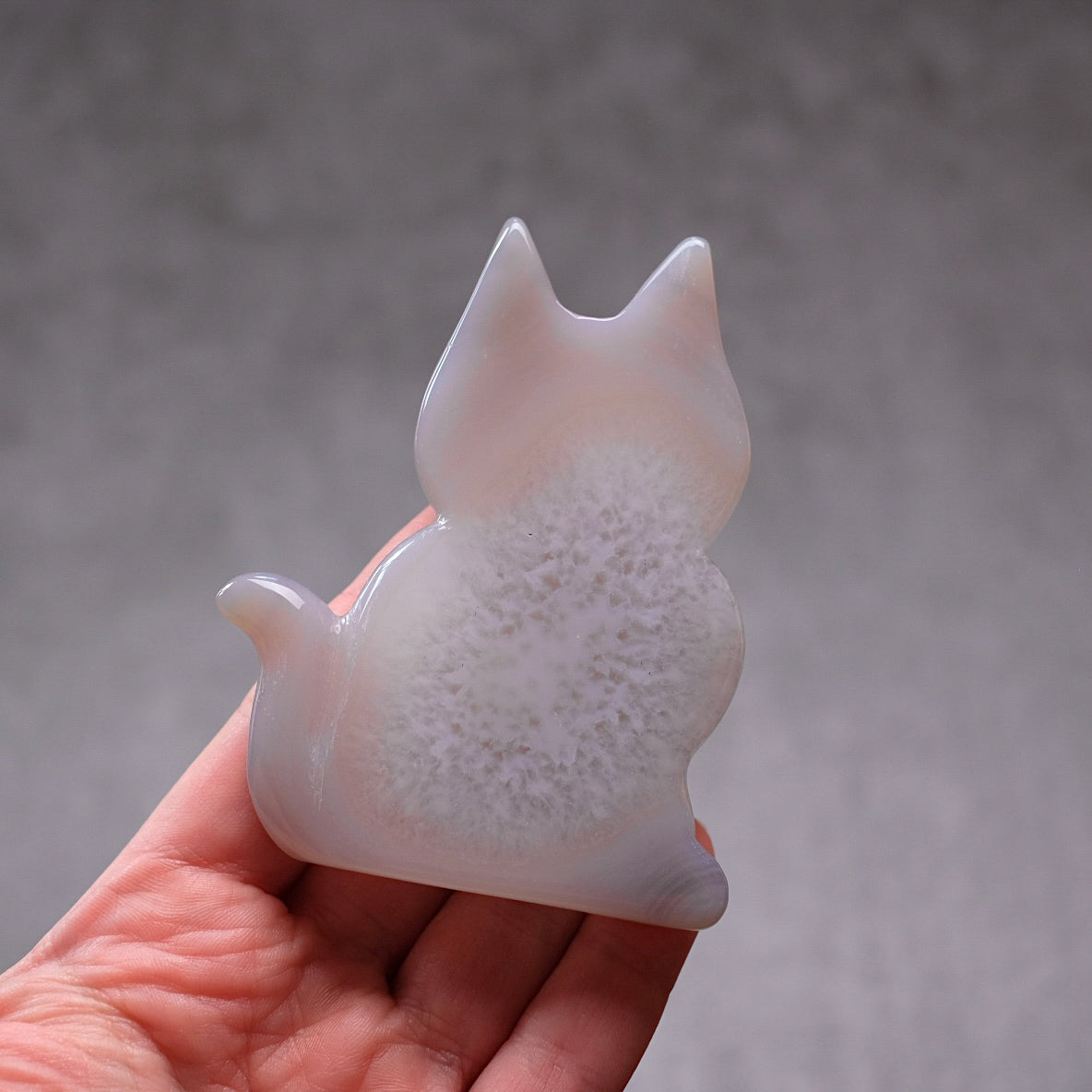Agate Cat Carving | Druzy Agate Crystal Cat Carving
