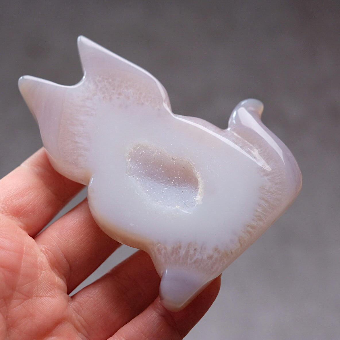 Agate Cat Carving | Druzy Agate Crystal Cat Carving