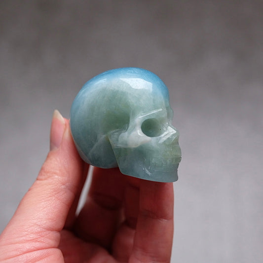 Rare Aquamarine Skull | Blue Aquamarine Crystal Skull