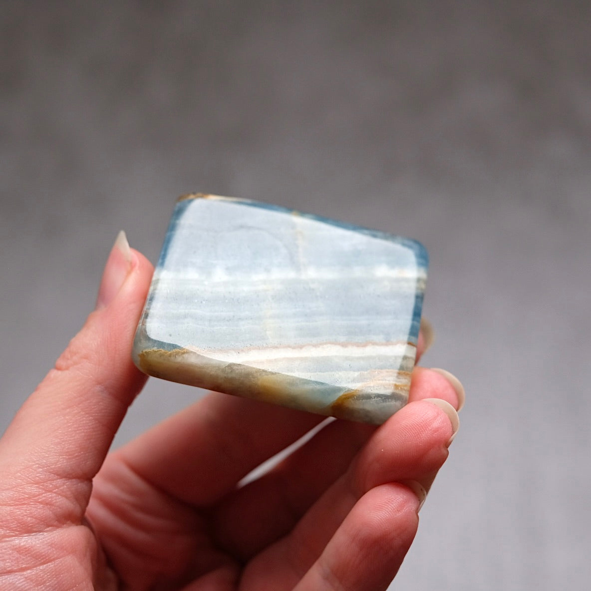 Lemurian Aquatine Calcite Slab | Polished Blue Onyx Slice