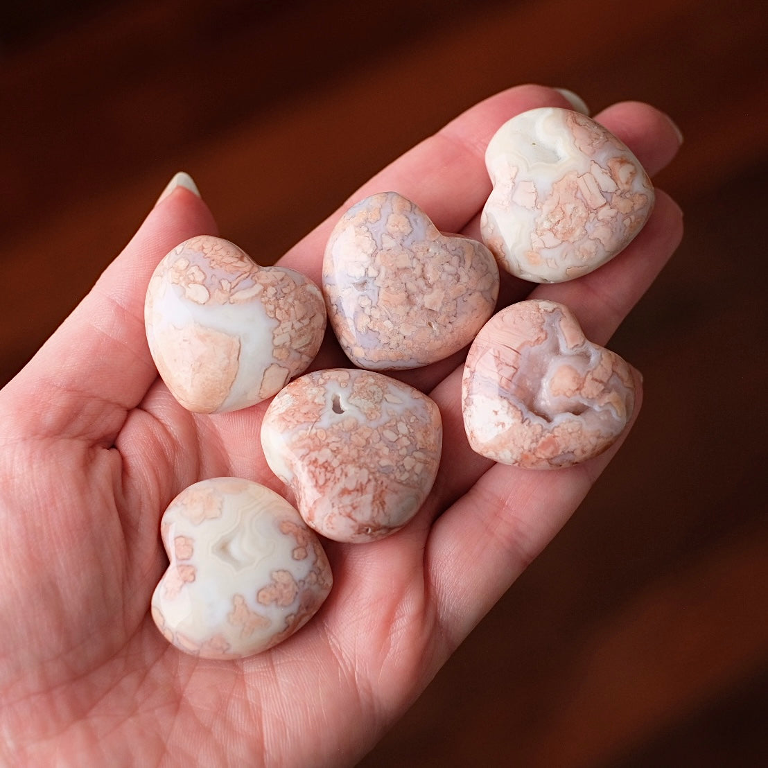 Cotton Candy Agate Hearts | Pink Agate Crystal Heart