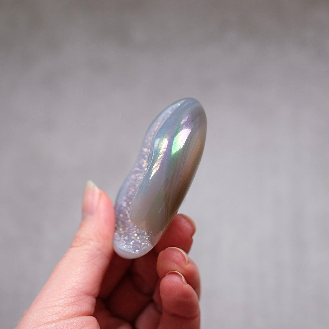 Aura Agate Druzy Moon | Carved Agate Geode Moon